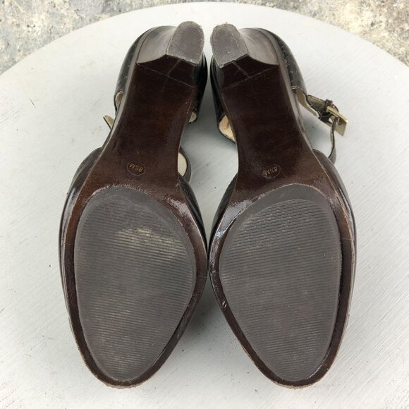 MMK Michael Kors Women's Size 8.5M Brown Leather Ankle Strap High Heel Pumps - Picture 10 of 15